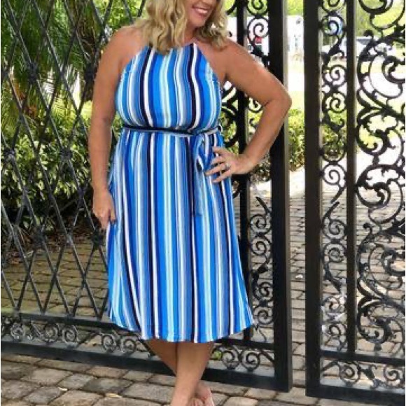 LARA Dresses & Skirts - NWT blue striped dress